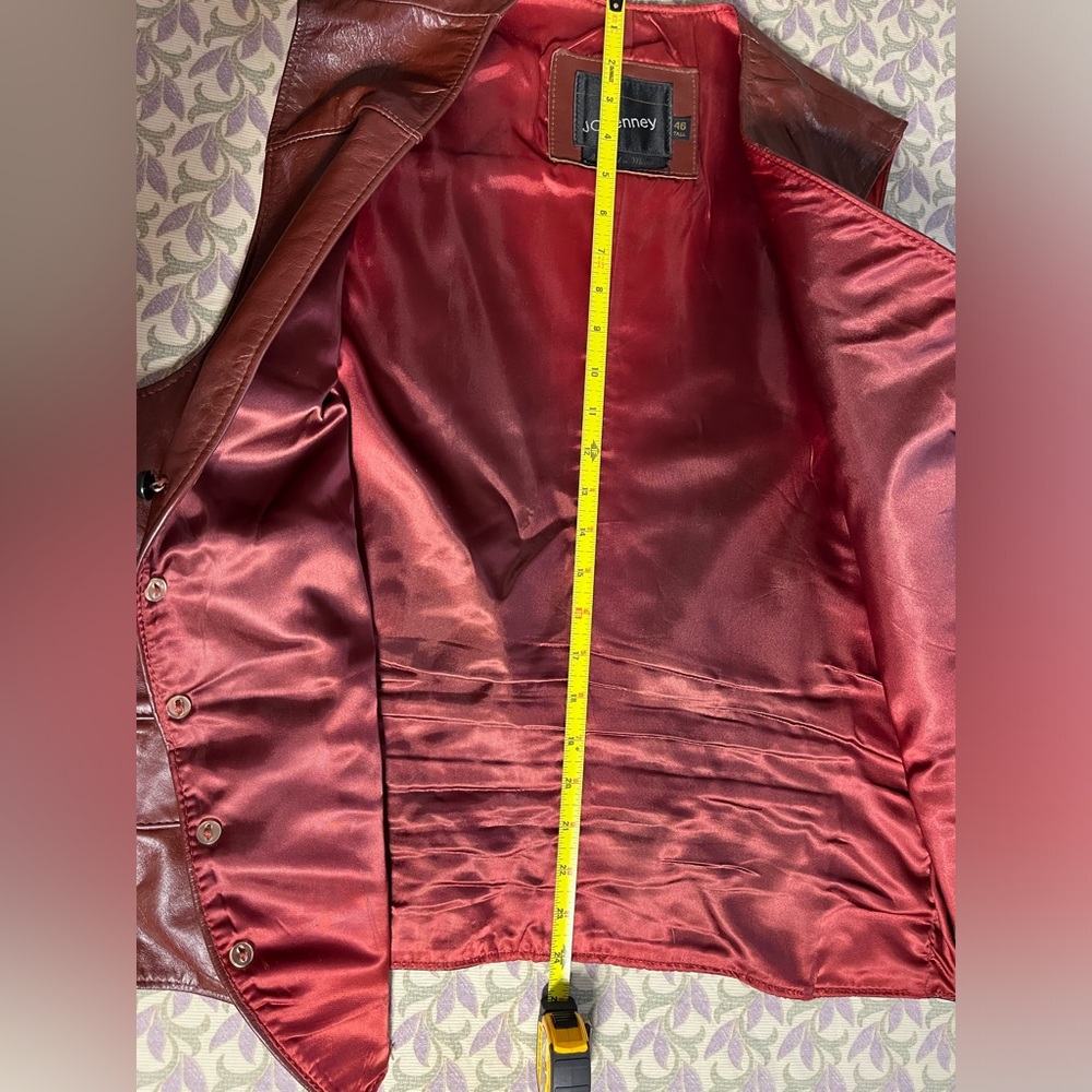 Vintage Men's Leather Vest (Wine) JcPenney 46 TALL - Picture 11 of 15